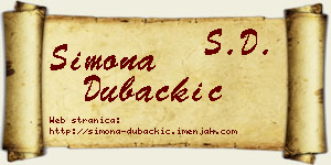 Simona Dubačkić vizit kartica
